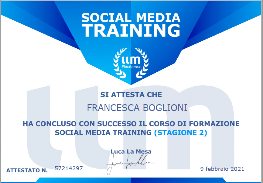 social media training stagione 2